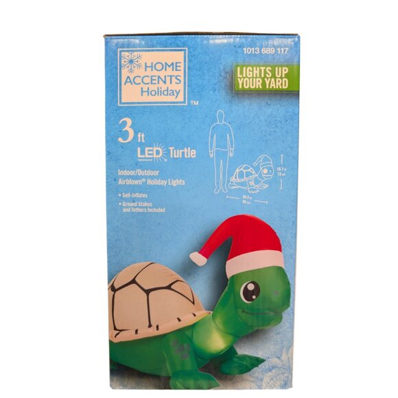 3 Ft Turtle LED Christmas Inflatable Lights Up Coastal Tropical Beach Party NEW - Picture 1 of 2